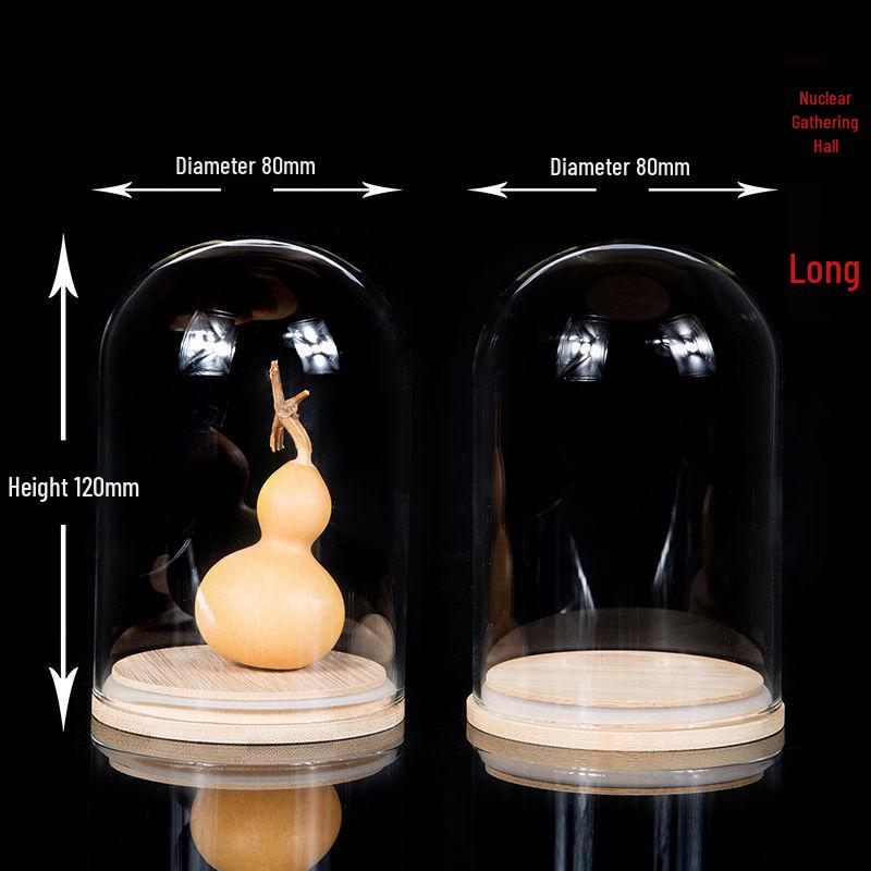 Дисплей для грецких орехов Вэньвань, тыквы и косточек оливы с бамбуковым основанием и стеклянным колпаком высокой прозрачности