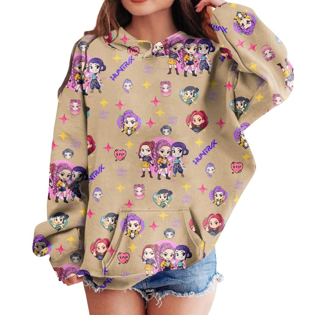 Sweatshirts For Teen Girls Hoodies Long Sleeve Drawstring Pullover Cute Printed Hoodie Top