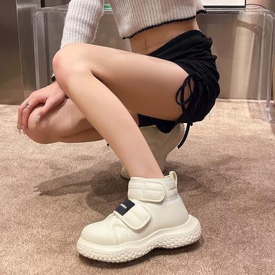 Женские зимние теплые утолщенные водонепроницаемые спортивные туфли с застежкой-липучкой и толстой подошвой. Нескользящие теплые спортивные туфли для отдыха.