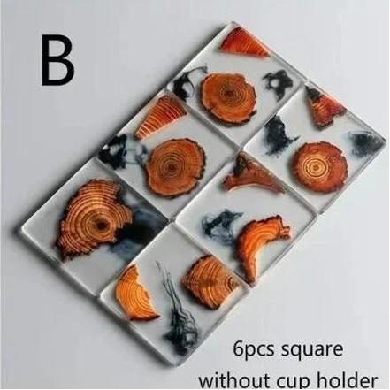 6 Pcs/set Creative Resin Pine Coasters Heat-resistant Placemats Beverage Mats Tea Coffee Coasters Waterproof And Non-slip