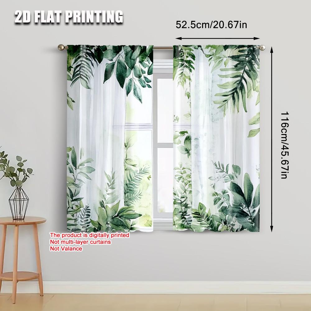 2 шт. Шторы и занавески 2D-печать Зеленый лист Универсальная полиэстеровая ткань (без стержня) Распродажа вещей для разных комнат