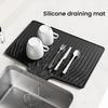 Silicone Drain Mat Heat-Resistant Sloped Design Rectangular Shape Kitchen Mat Nordic Style Dish Drying Mat