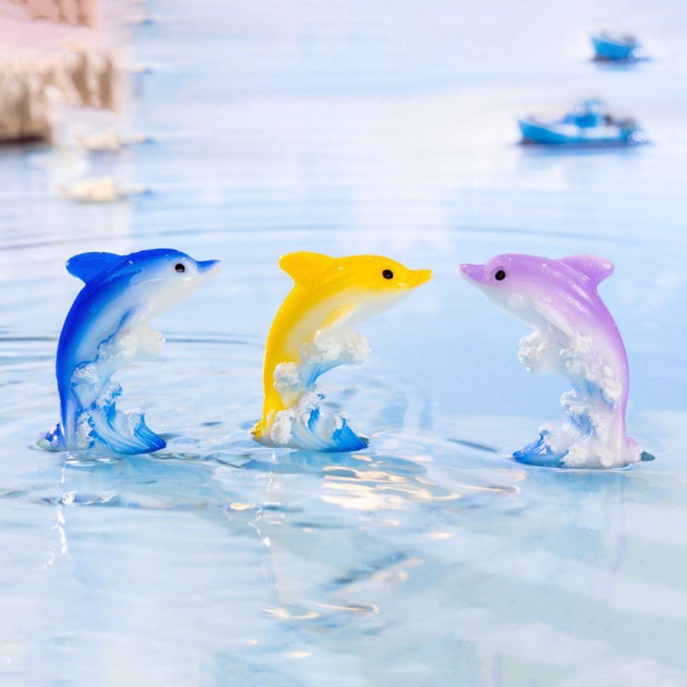 Cartoon Seven Color Dolphin Ocean Series Car Desktop Ornaments DIY Dolphins Micro Landscape Car