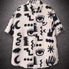 Свободные рубашки в стиле ретро с пиктограммой и полным принтом, рубашки с короткими рукавами, летние мужские свободные рубашки, повседневная уличная одежда для мужчин