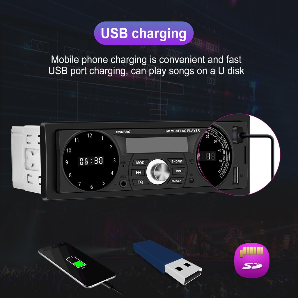 1DIN Car Radio Stereo Player Remote Control Digital Bluetooth Audio Music Stereo 12V Car Radio MP3 Player USB/SD/AUX-IN