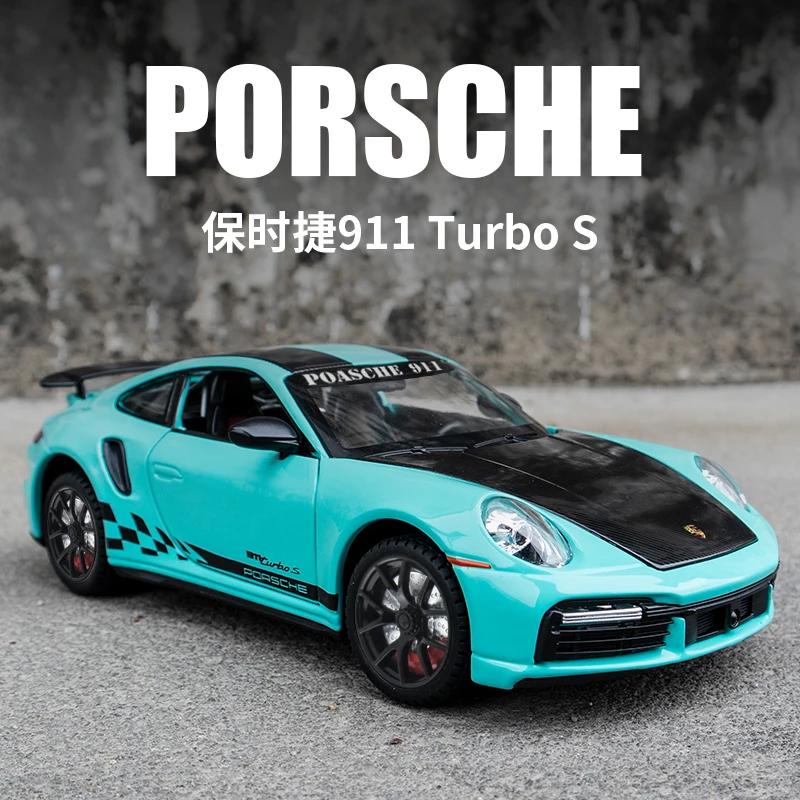 Jbcp5 1:24 модели спортивных автомобилей Porsche 911 TURBO S TARGA из сплава, литые модели, имитация, металлические игрушечные модели автомобилей, звук, свет, коллекция, подарок для детей