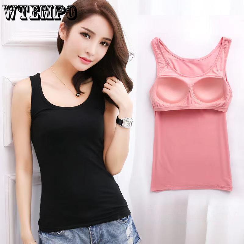 Summer Plus Size Casual Modal Women Camisole with Chest Pad Female Loose Bottoming Sleeveless Vest Tank Top