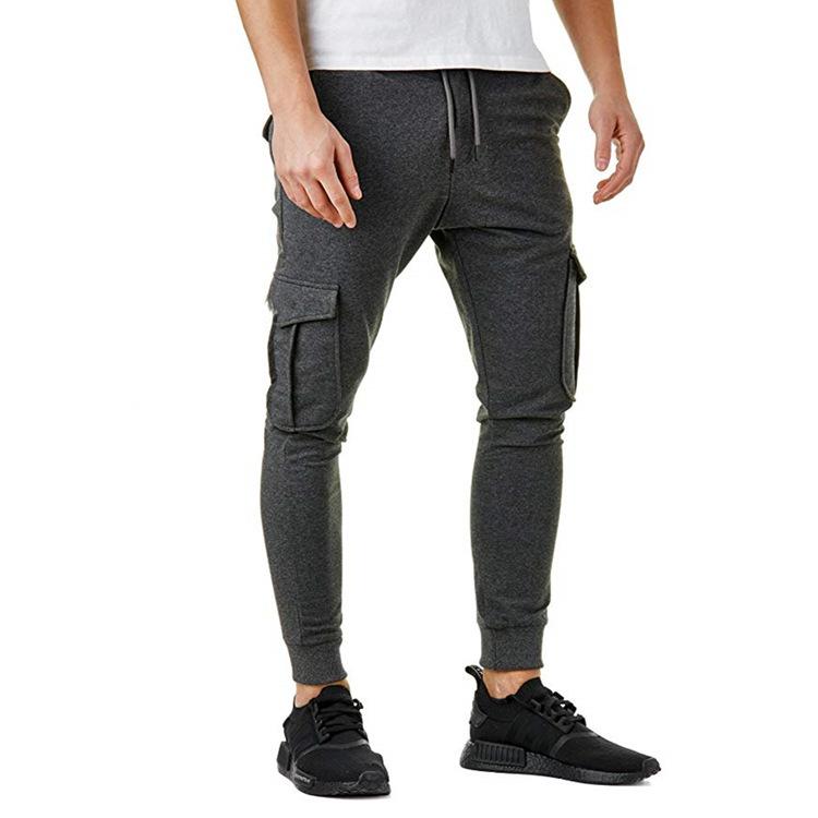 Men's Casual Athletic Fitness Trousers Workwear Pocket Casual Pants Fashion Drawstring Trousers