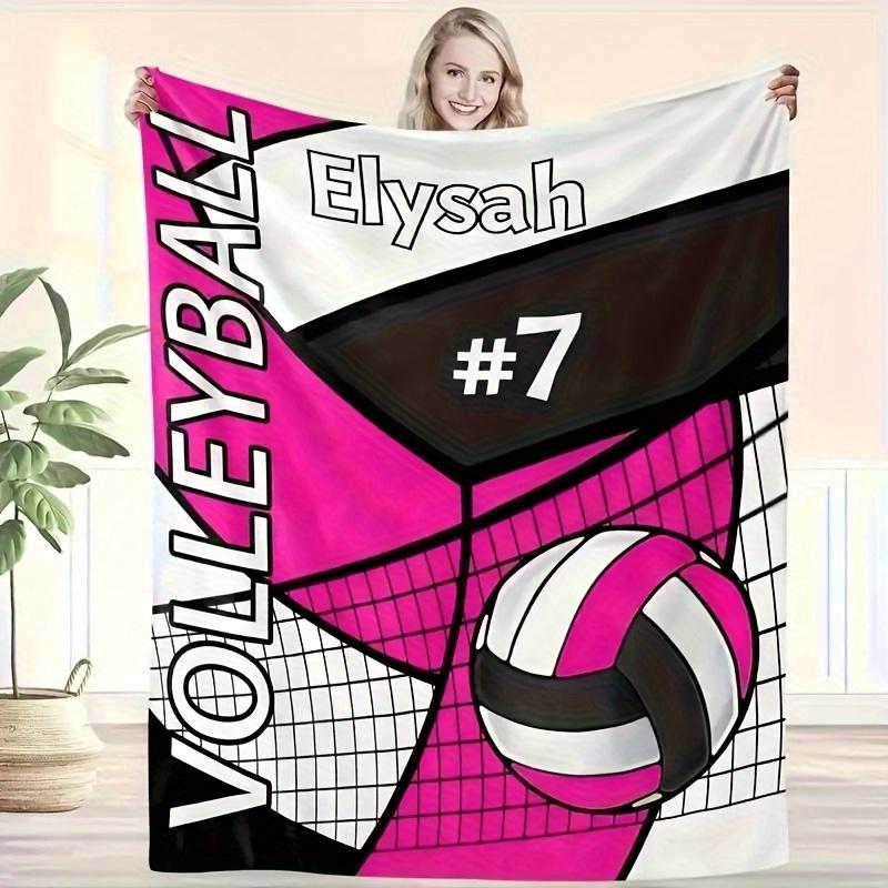 Volleyball Flannel Blanket  Personalized Text Soft Machine Washable  AllSeason Throw for Boys Girls Adults Home Travel