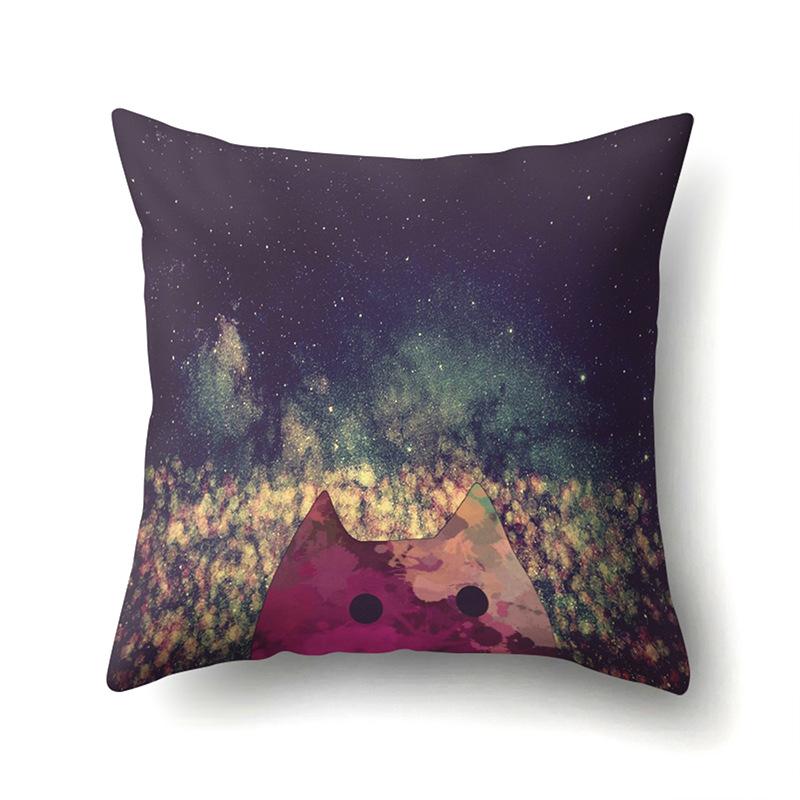 Полиэстеровая наволочка с мультяшным принтом животного, бархатная наволочка из персиковой кожи, наволочка на поясничную подушку, чехол для поясничной подушки для автомобиля