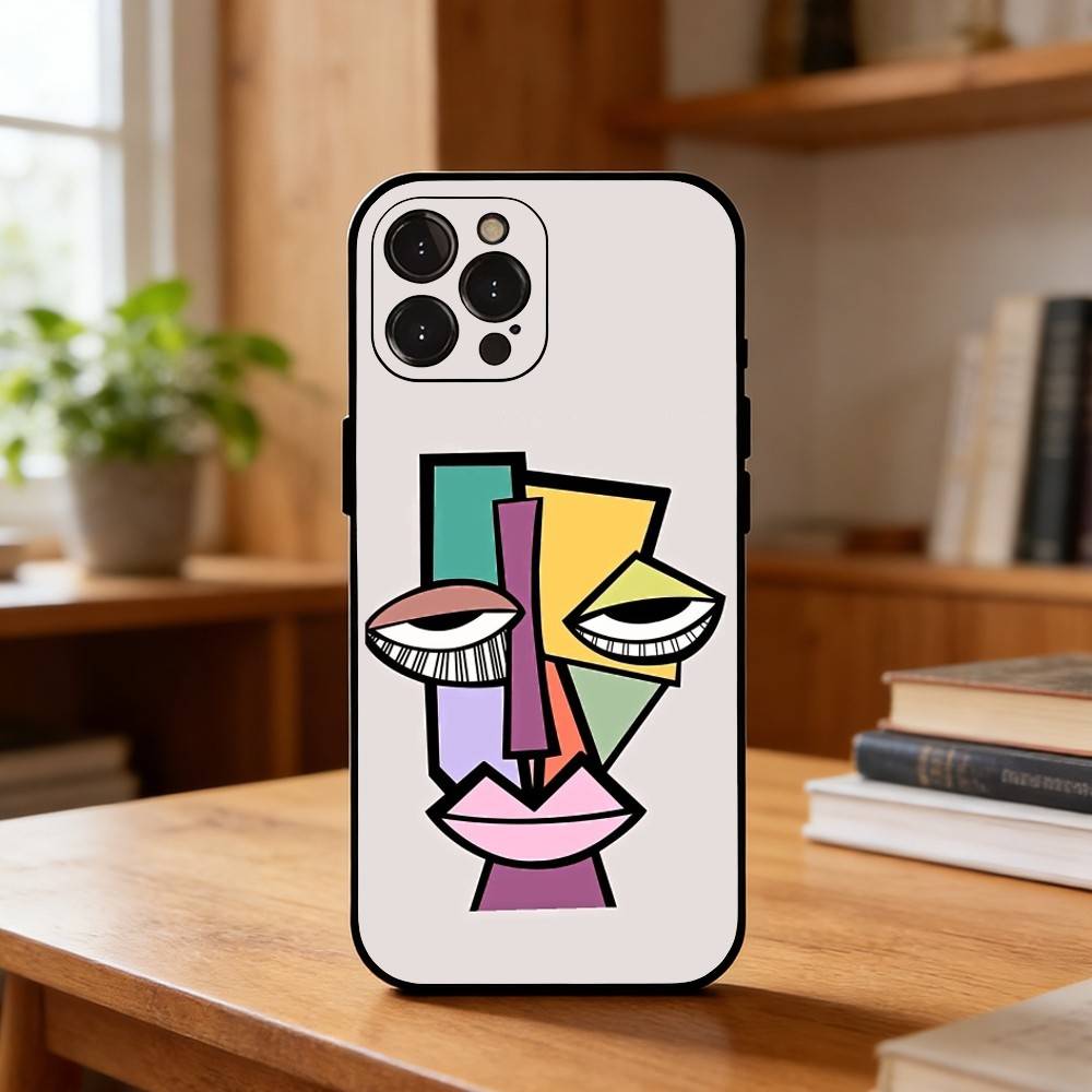 Чехол для телефона с абстрактной картиной Пикассо для iPhone17 16 15 14 13 12 11 Pro Max Plus, 5G Мягкий черный чехол