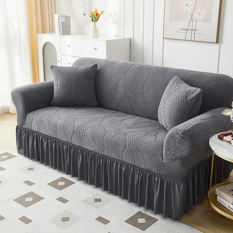 Чехол для дивана с жаккардовым принтом и юбкой, универсальный чехол для дивана в гостиную на 1/2/3/4 места