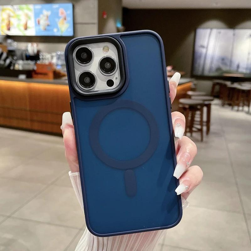 Прозрачный матовый чехол для телефона с Magsafe для iPhone 16 15 14 13 12 11 Pro Max Plus, магнитный ударопрочный бампер