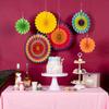 6PCS Hanging Paper Fan Garland - Carnival Circus Circle Pattern Decor for Birthday, Graduation & Summer Parties