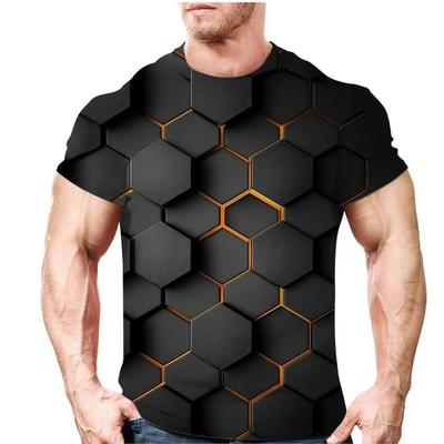 Летняя мужская простая личность повседневная футболка модная уличная 3D-печать воротник тренд свободный топ одежда рубашка