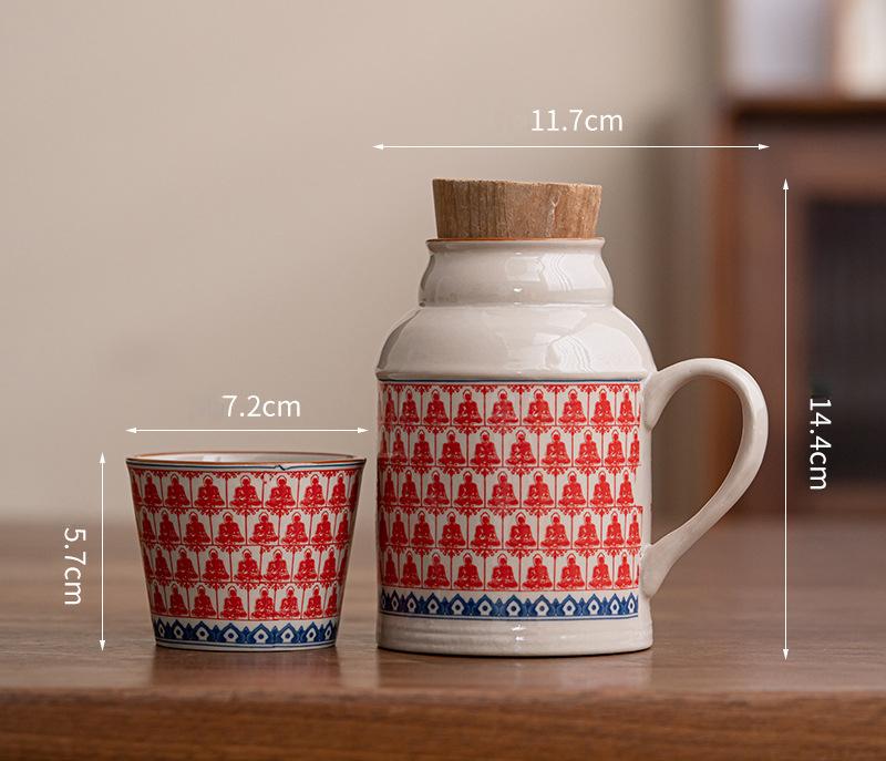 Керамические кружки с пробковой пробкой термосы с ручкой бутылка для воды большой емкости изолированная чашка для горячего чая кофе классическая посуда для напитков