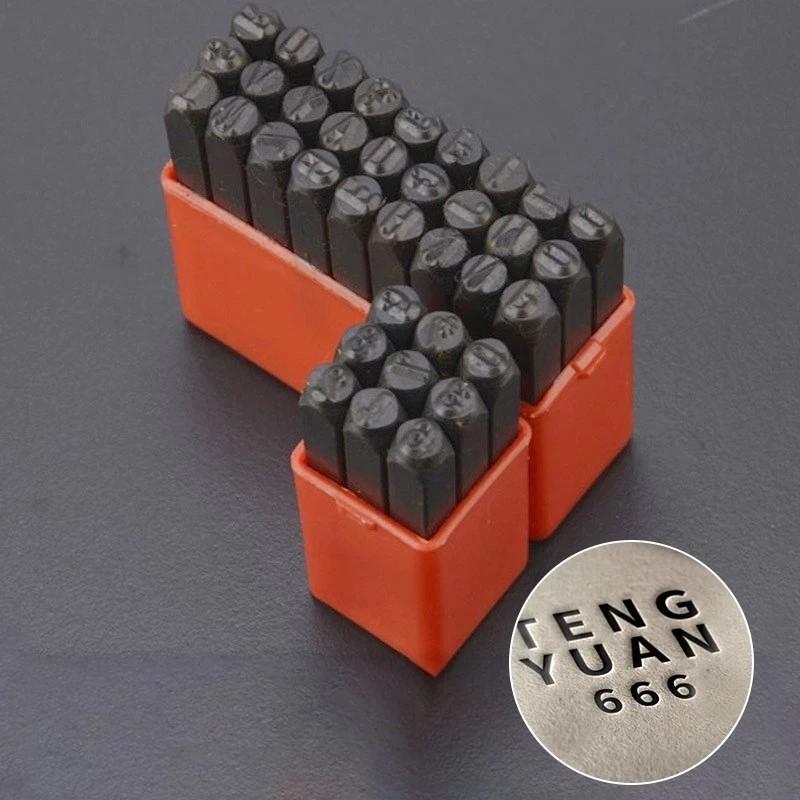 36 шт. Набор штампов с буквами и цифрами из нержавеющей стали, закаленный металл, инструмент для тиснения кожи ручной работы