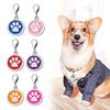 Dog Paw Pattern Round with Hanging Hook Pet Cat Portable ID Tags Puppy Name