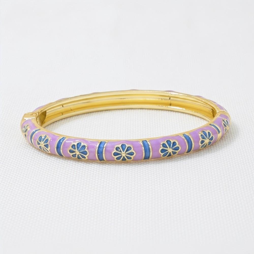 Браслет-цветок с лепестками Chinese Flower, эмалированный, с цветочным узором, женский, на руку, ювелирные изделия, подарки