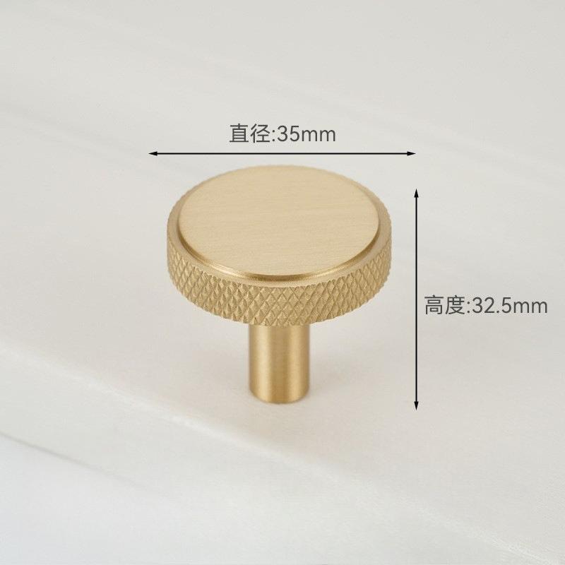 Knurled Solid Brass Furniture Handles Golden Handles for Wardrobe and Drawer Opulent Hardware Finishes Kitchen Cabinet Handles