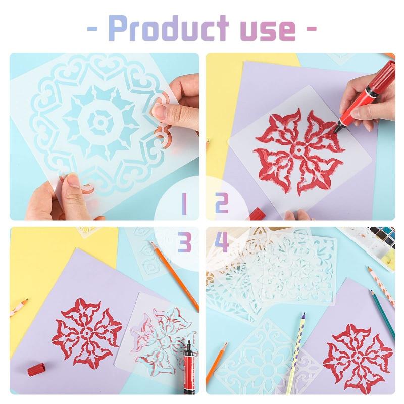 16 шт./набор мандала-трафаретов, 15 см трафареты для точечной росписи мандалы для DIY домашнего декора, рисования, скрапбукинга, тиснения альбома, шаблон