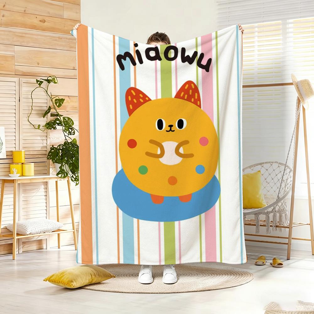 Арт C-Cute Полосатый Котенок Повседневное Плед Легкий 240 г Фланелевое Одеяло Мягкое Для Кожи Для Летнего Охлаждения