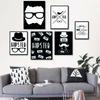 Мода подарок живопись простая шляпа очки черно-белый постер холст картина гостиная коридор кабинет украшение дома фреска без рамки
