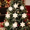 Lightweight Wood Hanging Ornaments Wooden Christmas Snowflake Ornaments, Rustic Xmas Tree Decorations, Boho Blank Pieces for DIY Winter Wonderland