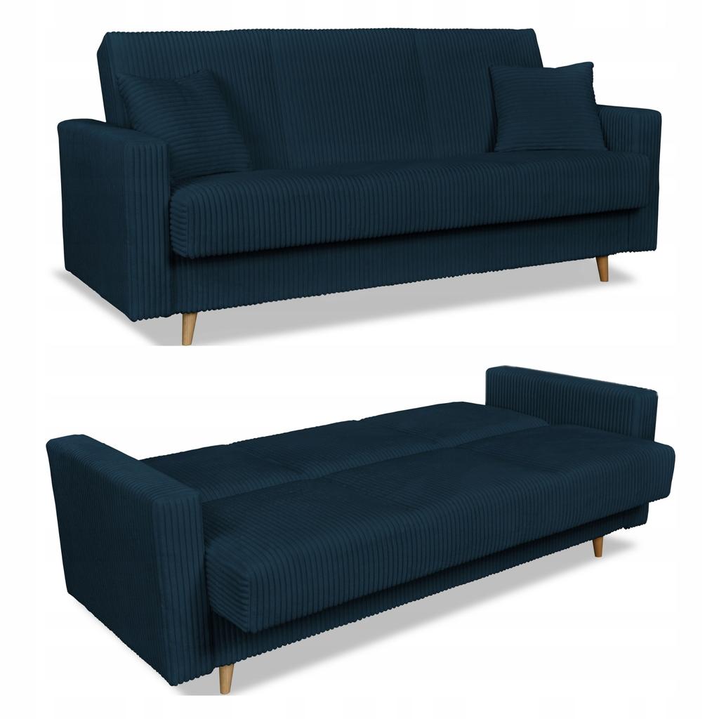 Wersalka kanapa Rene sofa rozkładana pojemnikiem Family Meble sztruks granat