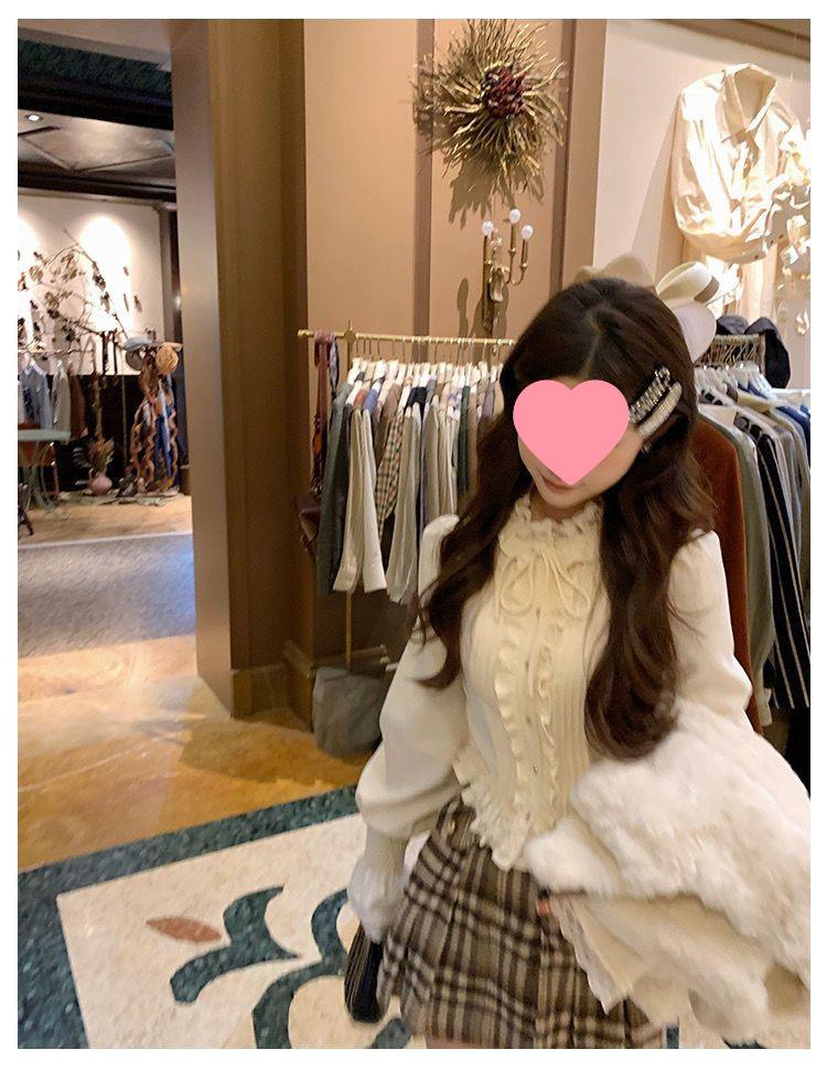 Cream Bagel French Sweet Age-Reducing Lace Ruffle Slimming Blouse - Women's Autumn Court Style Top