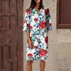 Женское летнее платье с ретро-цветочным принтом, V-образным вырезом и короткими рукавами, легкое дышащее платье