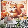 Cute Squirrel Holding Acorn in Autumn Scene Pattern Wall Hanging Tapestry Decorative Tapestry Home Decor for Bedroom and Living Room