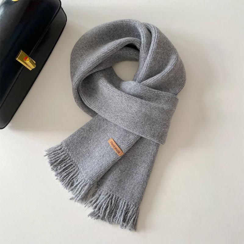 2024 New Autumn and Winter New Solid Color Tassel Simple Yarn Scarf Shawl Dual-use Warm Scarf for Women