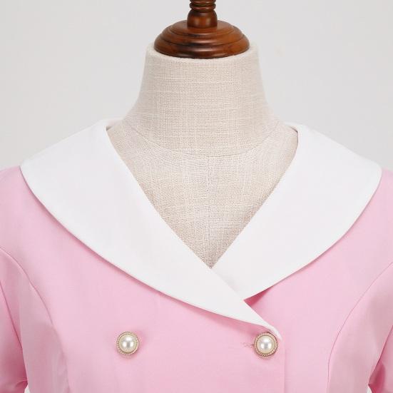 Женское платье для выпускного вечера Vinatge 50-х годов Вечернее платье трапециевидной формы с короткими рукавами и V-образным вырезом, декор на пуговицах, поддельное двубортное, со скрытой молнией, однотонное