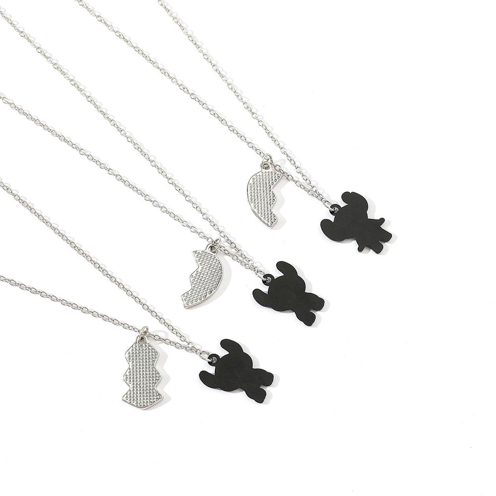 Stitch BFF Necklace Trio Cute Matching Heart Pendants for Sisters Best Friends & Couples