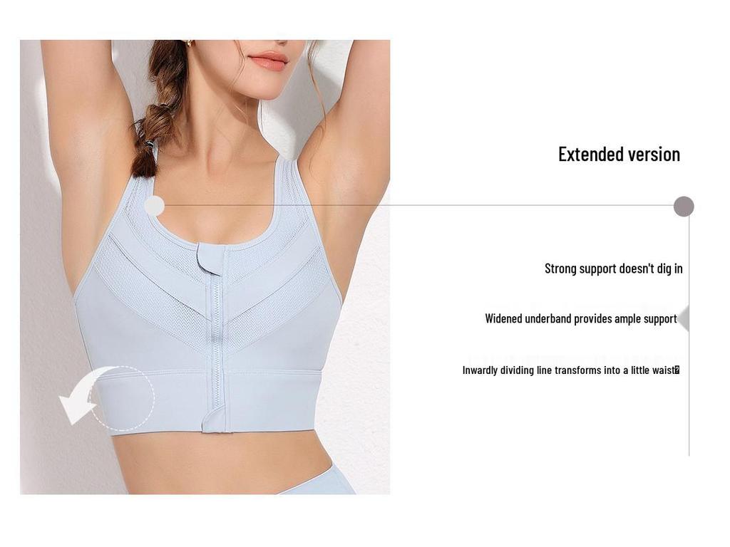 Plus Size Shockproof Sports Bra for High-Intensity Yoga & Running - Women's Front Zipper Fitness Vest