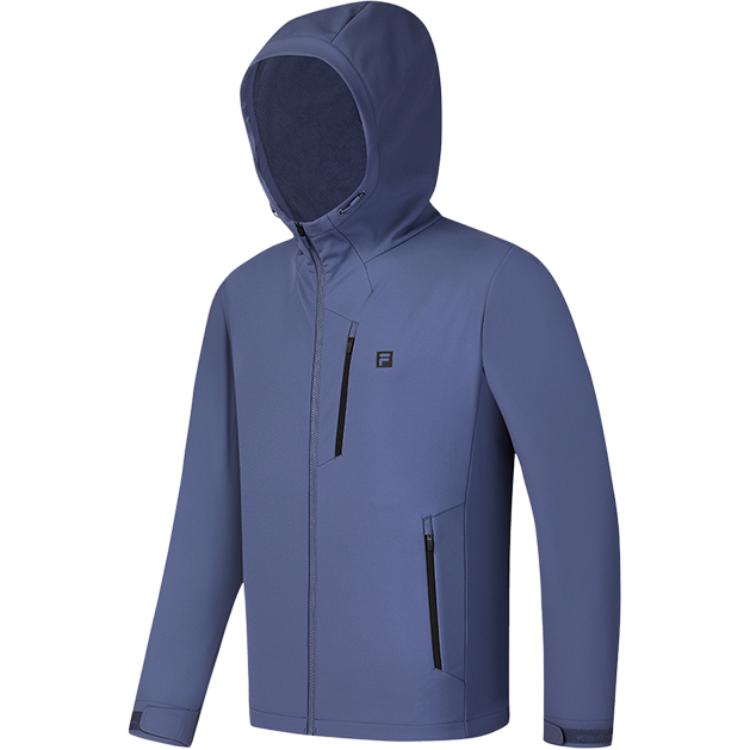 Fila Фитнес Серия для улицы Повседневная толстовка с капюшоном и длинным рукавом Мужские куртки Светло-серый Синий A11M441706F-BU