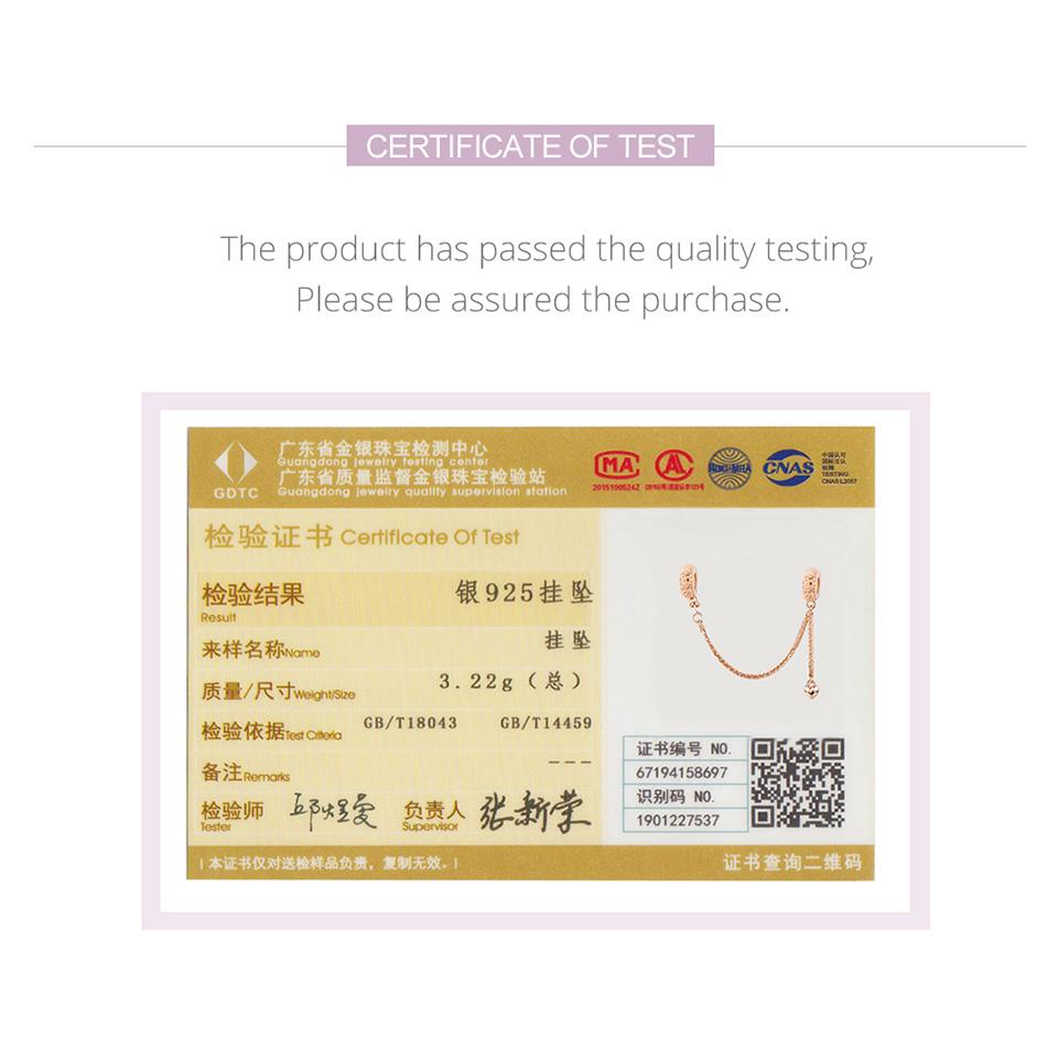 BAMOER Стерлинговое серебро 925 пробы Love Heart Защитная цепочка Подвеска-стопор Подвеска