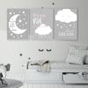 Nursery Moon Stars Canvas Printing Grey Picture Wall Art Painting Decor Kids Quotes Posters Baby Room Interior Decoration