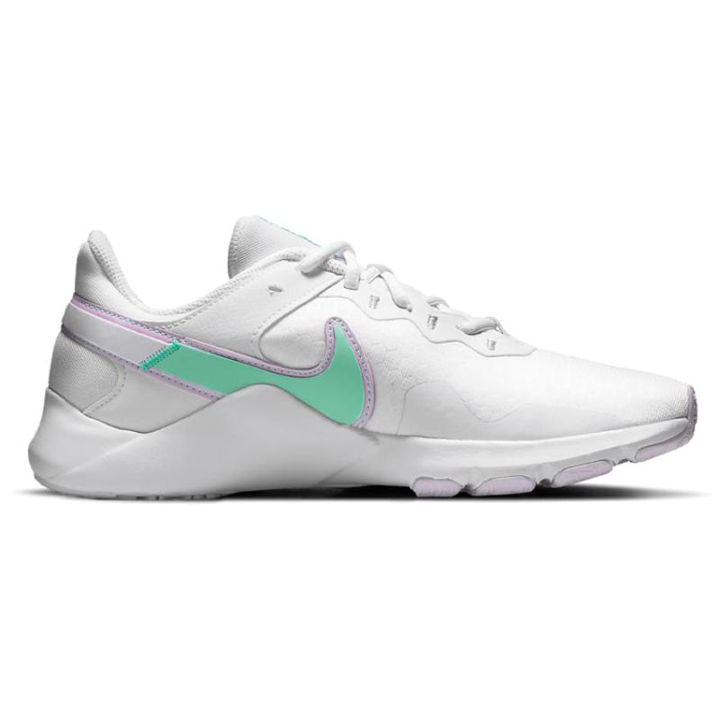 Nike Женские тренировочные футбольные бутсы Legend Essential 2 Белые Зеленые Светящиеся CQ9545-100
