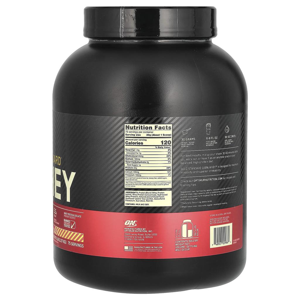 Optimum Nutrition, Gold Standard 100% Whey, Strawberry Banana, 5 lb (2.27 kg)