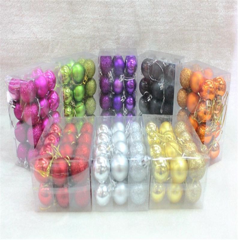 In Stock: 24-Piece Set of 3cm Shiny Christmas Tree Decoration Balls