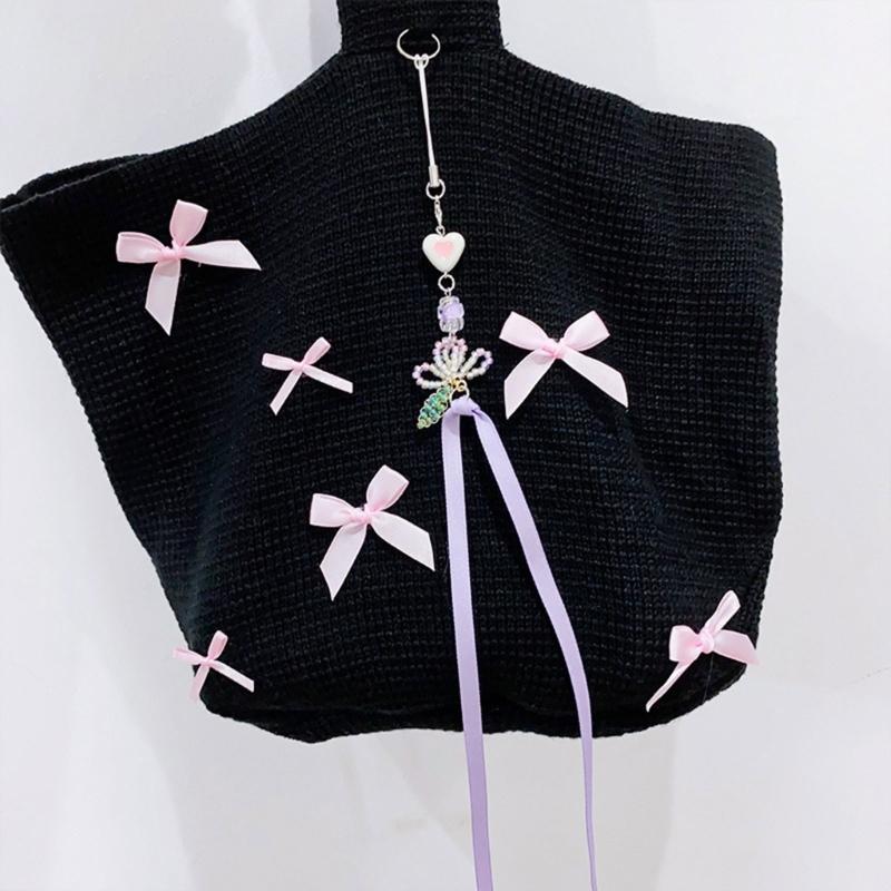 Handmade Floral Charm Lanyard Fashionable Beaded Floral Phone Chain with Unique Handmade Charm Keychain Charm Accessory