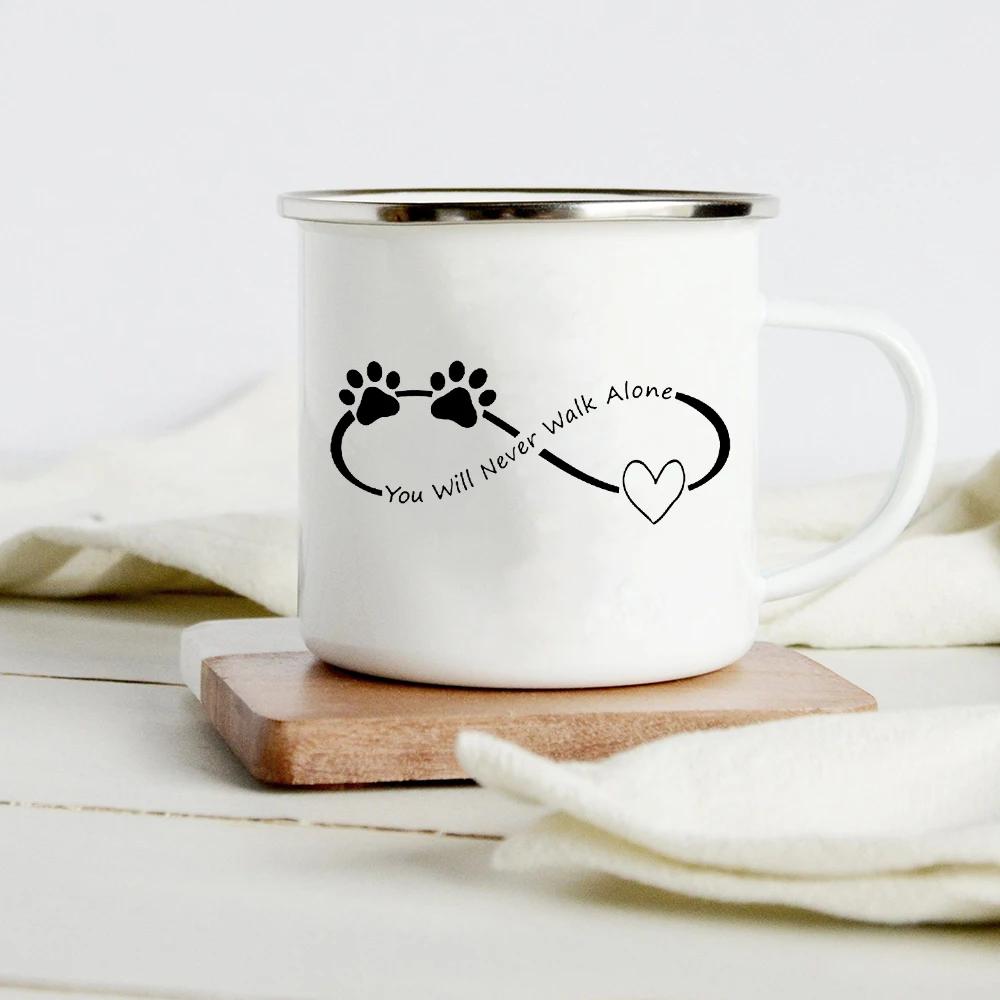 Peace Love Dogs Print Креативные эмалевые кофейные кружки с изображением мультяшных такс Собачьи лапки для вечеринок Пиво Сок Молоко Чашки Подарки на день рождения другу