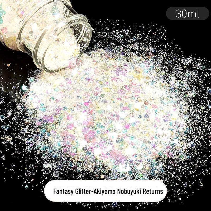 Dreamy Summer Glitter Mix: Hexagonal Sequins, Laser, and Fine Glitter In DIY Hemp Material.