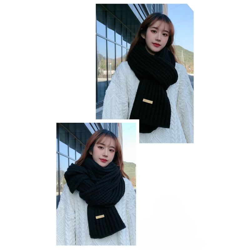 Autumn and Winter Thick Warm Women's Scarf Pure Color Knitted Casual Commuting Scarfs