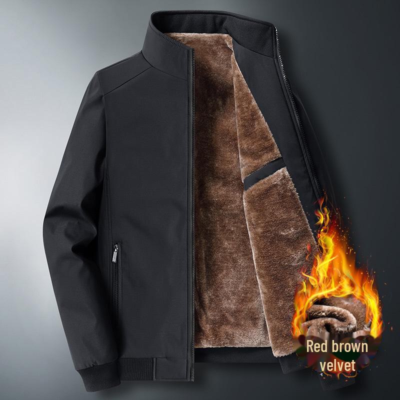 Мужская теплая хлопковая куртка с воротником-стойкой - повседневное пальто большого размера Cross-Border для людей среднего и пожилого возраста