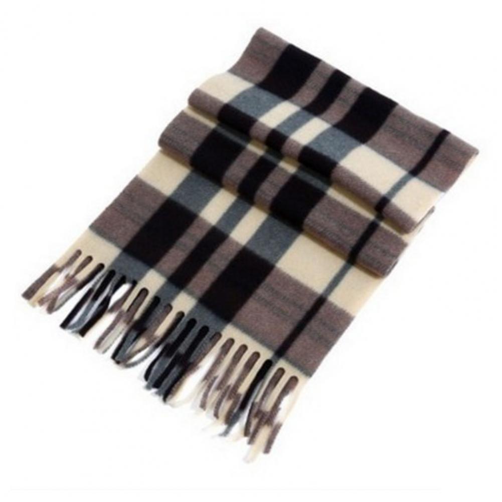 Plaid Scarf Velvet Shawl Plaid Print Unisex Winter Scarf with Tassel Detailing Double-sided Plush Material for Warmth for Men