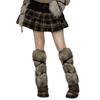 HiiFeuer Пушистые гетры из искусственного меха со шнурками для тепла и защиты от холода, Y2K, модные, женские, регулируемые, популярные,