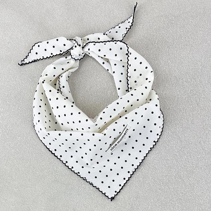 Neckerchief Sweet Polka Dot Headband Turban Korean Fresh Small Scarf Thin Striped Triangular Hair Band Girls